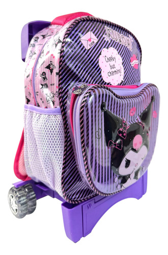 Mochila Ruedas Kuromi, Hello Kitty, Preescolar, Original Ruz Morado Kiuromi