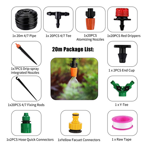 Kit Riego 65ft Diy Goteo.nebulización Con Manguera Ajustab