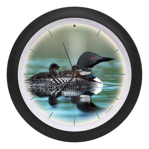 Call Of The Loon Artwork Matte Black 13 Inch Sound Wall Cloc