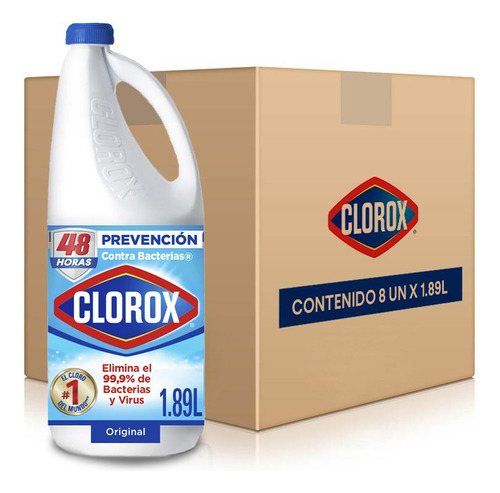Pack 8 Un Blanqueador Clorox Triple Acción Original 1,89lt