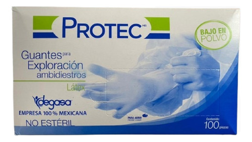Guante Exploración Protec 10 Packs Con 100pzs Blanco Mediano
