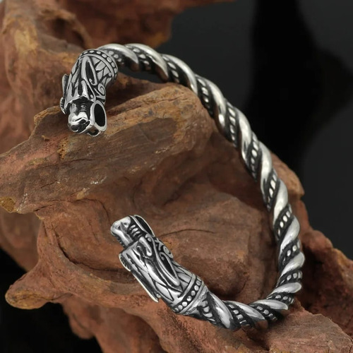 Pulsera Brazalete Caballero Dragón Vikings Acero Inoxidable