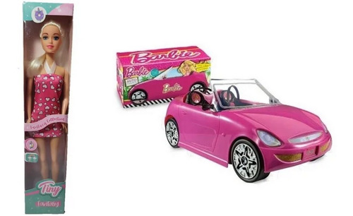 Muñeca Fu Quier 30cm + Auto Barbie Para Muñecas Miniplay 