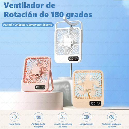 Ventilador De Escritorio, Portátil Usb Recargable Y Colgable