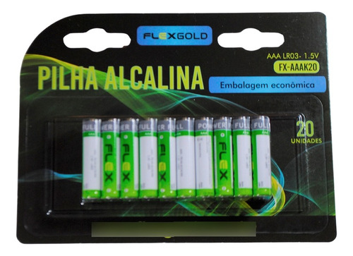 Kit Com 20 Pilhas Alcalina Aaa Flex Gold