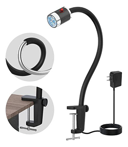 Lámpara Led Gooseneck 900lm 120v Con C Clamp Para Máquinas