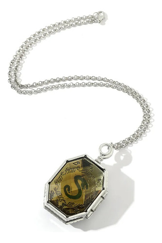 Colar Medalhão Horcrux Harry Potter Sonserina Prateado