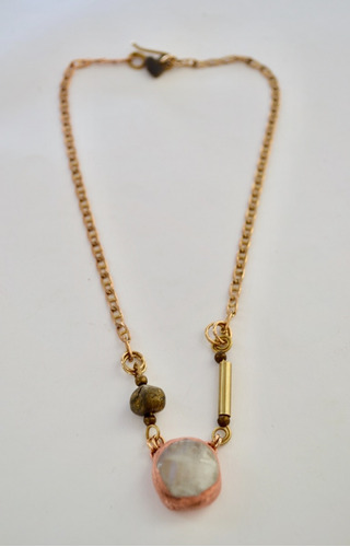Imagen 4 de 8 de Collar Piedra De La Luna, Cadena De Bronce, Cod1