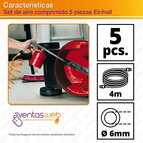 Imagen 3 de 6 de Kit 5 Piezas P Compresor Aire Comprimido Calidad Einhell