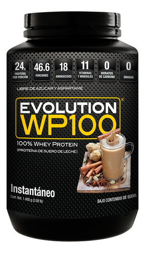 Evolution Wp100 - Bote Chai Latte De 1400 G - 0 Carbs Y 0 Grasas