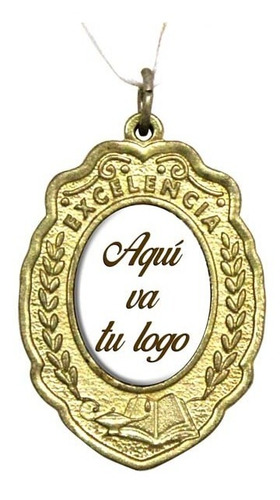 Medalla De Excelencia Dorada Con Logo Impreso A Color