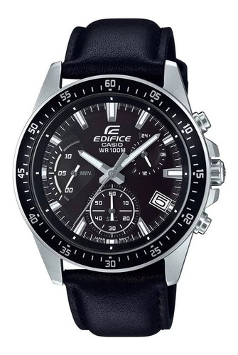Relógio Casio Edifice Masculino Couro Preto Cronógrafo