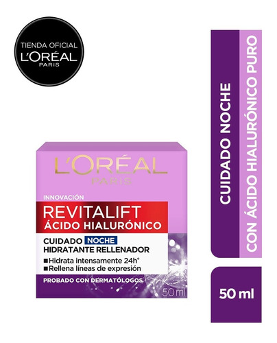 Crema Hidra Antiarrugas L'oreal Revitali Hial Noche +30 Años