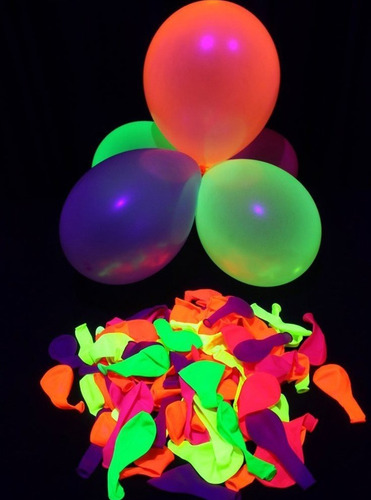 Imagem 1 de 3 de 50 Balão (bexiga) Neon N09 Diversas Cores (brilha Luz Negra)
