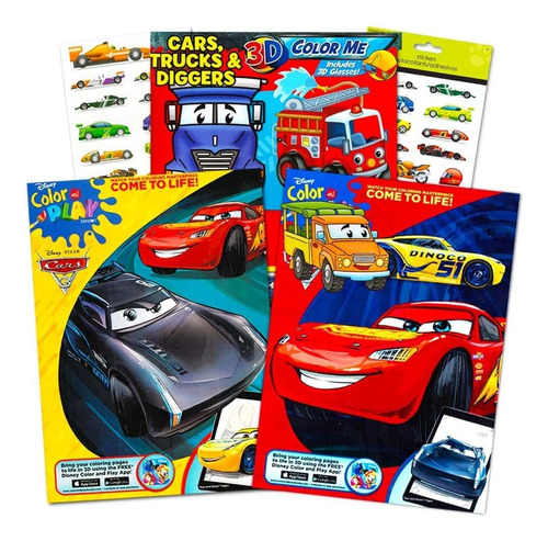 Coches Y Camiones Para Colorear, Conjunto De Libros Con Más