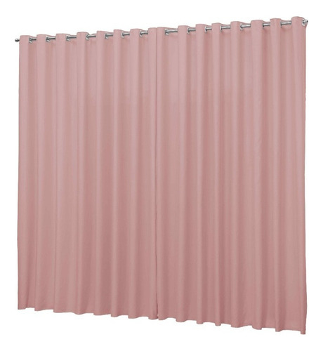 Cortina Roma 4,00x2,30 Com Ilhos Para Varão - Diversas Cores Cor Rosa