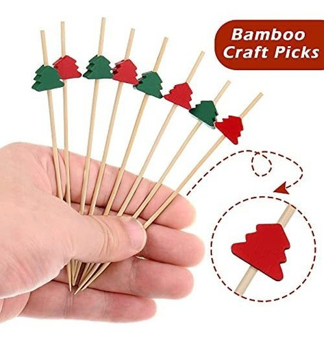 Palillos De Coctel Juego Con 200 Piezas De Bambu De Navidad