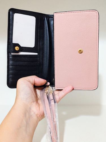 Cartera de mano y teléfono móvil Victoria's Secret con correa, color rosa, diseño de tela lisa