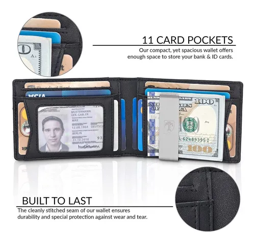Billetera Travando Hombres Slim Bloqueo Rfid, 11 Tarjetas