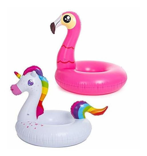 Salvavidas Joyin 2pzas Para Alberca De Flamenco Y Unicornio