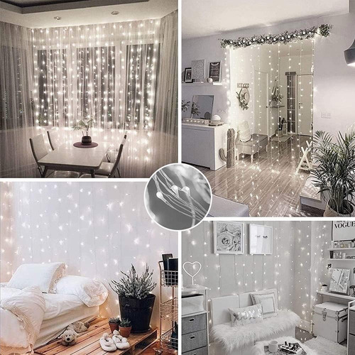 Imagen 5 de 8 de Cortinas Serie Luces 300 Led Decorativas Usb 8 Modelo 3x3m