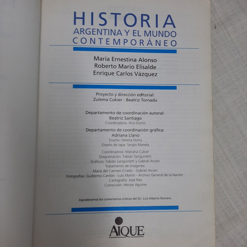 Historia/argentina El Mundo Contemporáneo/alonso,elisalde Va