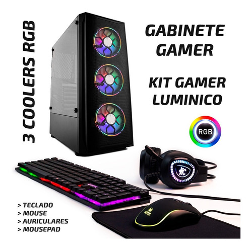Imagen 3 de 7 de Pc Gamer Ryzen 3 Gabinete Coolers Rgb Ssd 8gb Ram Video Vega