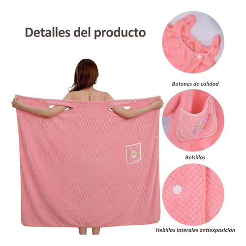 Toalla De Baño Para Dama Microfibra Absorbente Con Bolsillo