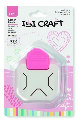 Perforadora De Esquinas Ibi Craft, C/3 Dif.de Corte Recto Color Blanco rosa