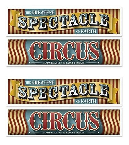Beistle Vintage Circus Banners, 4 Piezas, 15  X 5 ', Multico