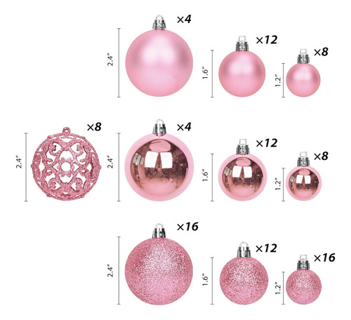 100pz Adornos Esferas Rosas De Arbol De Navidad
