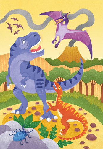 3 Rompecabezas Dinosaurios 48 Pz Clementoni Italia T-rex Volcan Triceratops Estegosaurio Brontosaurio Cuello Largo