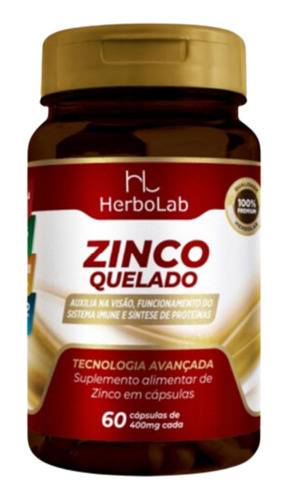 Zinco Quelado 60 cápsulas 400mg HerboLab