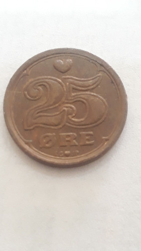 Líquido Moneda De Dinamarca 25 Ore Año 1990