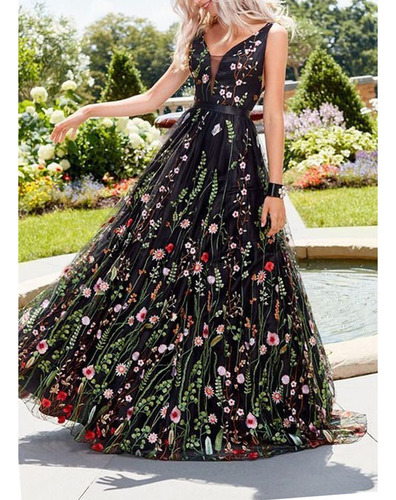 Vestido Elegante Y Romántico Estampado De Flores