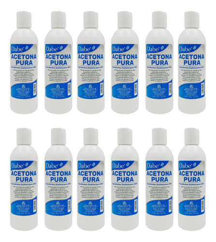 Acetona Pura Para Uñas De 250 Ml Pack De 12 Piezas