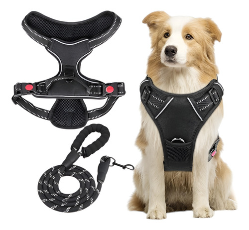 Arnes Para Perro Pechera Anti Tirones Reflectante Con Correa
