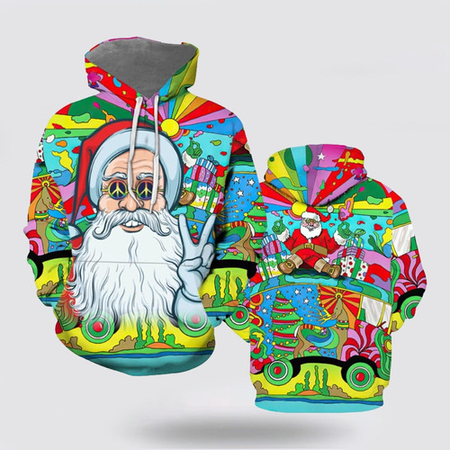 Sudadera Hippie Con Estampado Integral De Papá Noel En 3d