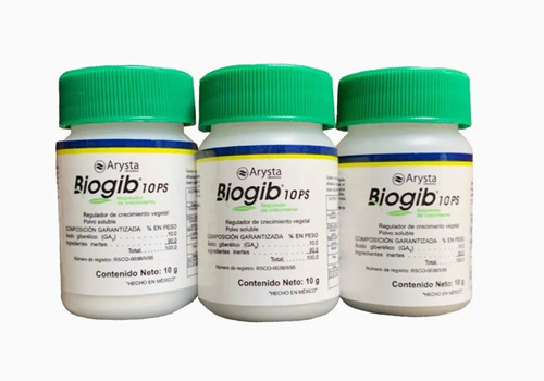 Biogib 3 Piezas  10 Gramos C/u Regulador Crecimiento Vegetal
