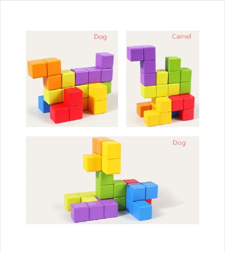 Juguete Cubo Blocks+25 Tarjetas Dobles Figuras Geometricas