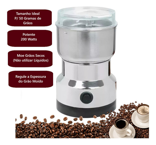 Moedor Café Triturador Elétrico De Grãos Sementes Ervas 110v Cor Prateado 127v