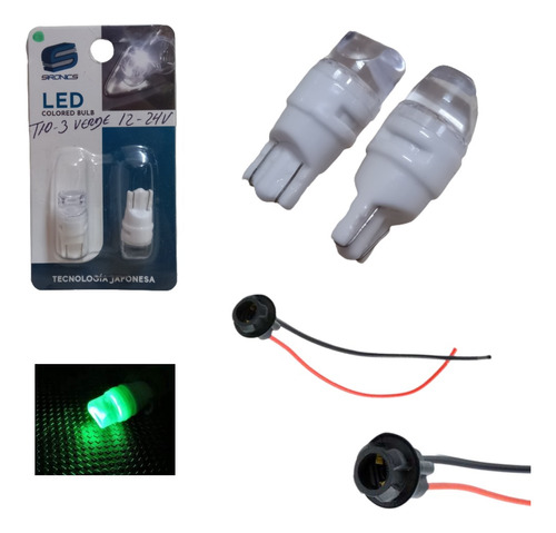 Muelita T10 Led 12v 24v Moto Carro Camion Bombillo + Socate