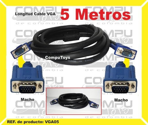 Cable Vga Blindado Filtros 5 Mts Ref: Vga05 Computoys Sas
