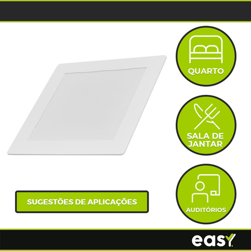 Kit 20 Painel Led Embutir 18w 6500k Quadrado 127/220V - Easy Estrutura Branco Frio 127/220V