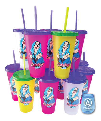 Vasos Decorados Karol G Bichota Cambian Color Con Agua Fría