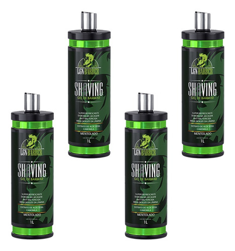 4UN Shaving Gel Para Barbear Mentolado 1 Litro - Lgn Barber