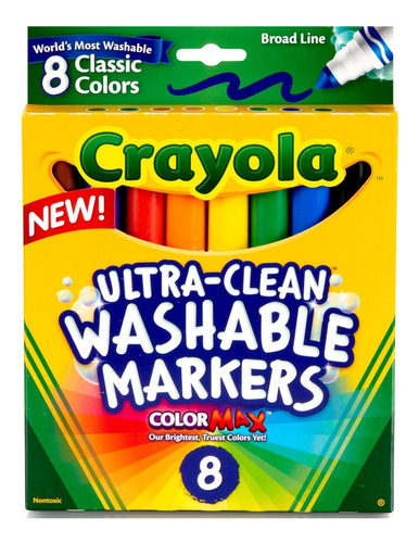 Crayola Marcadores Lavables De Línea Ancha, 8 Marcadores, .