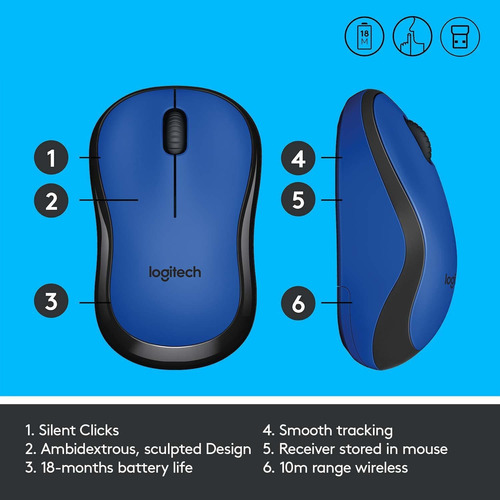 Mouse Logitech M221 Óptico De 1000dpi Inalambrico Azul