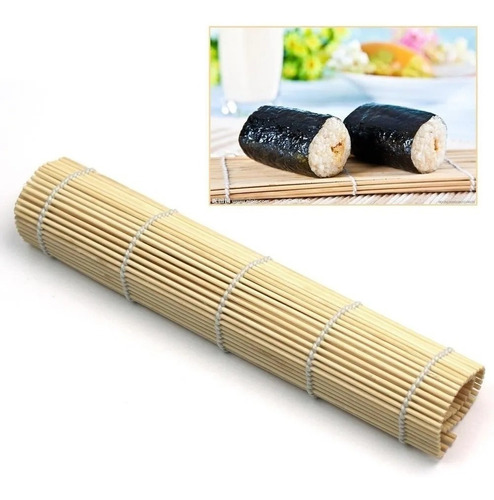 Imagen 1 de 6 de Esterilla Para Hacer Sushi Rollo De Madera De Bambú 