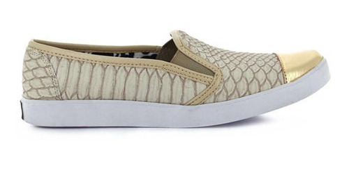 Tenis Quech Reptil Slip On Mocasin Dorado 23 Mx C165